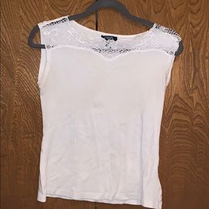 White cut off sleeve blouse